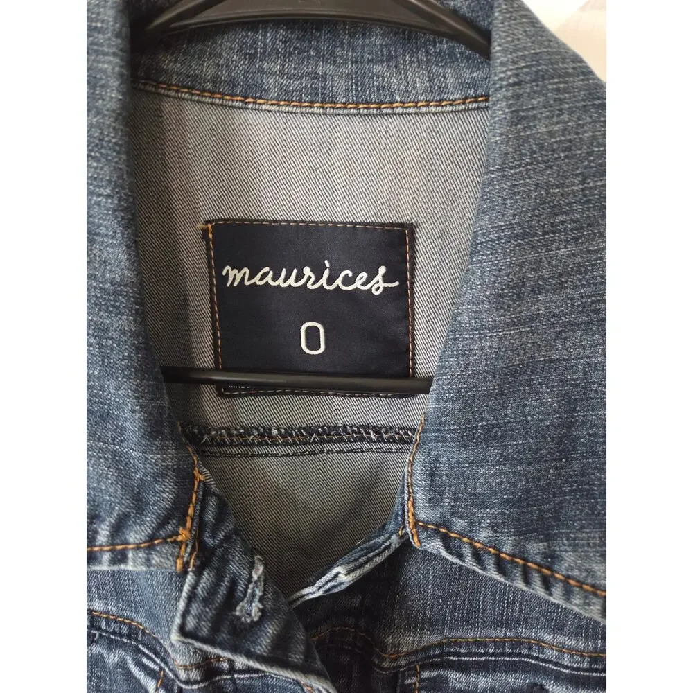 Maurices Dark Wash Jean Denim VEST Plus Size 14 Button Up Pockets Western - Picture 4 of 7